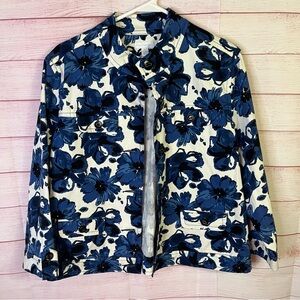 Charter Club Floral Denim Jacket‎ Size Large
